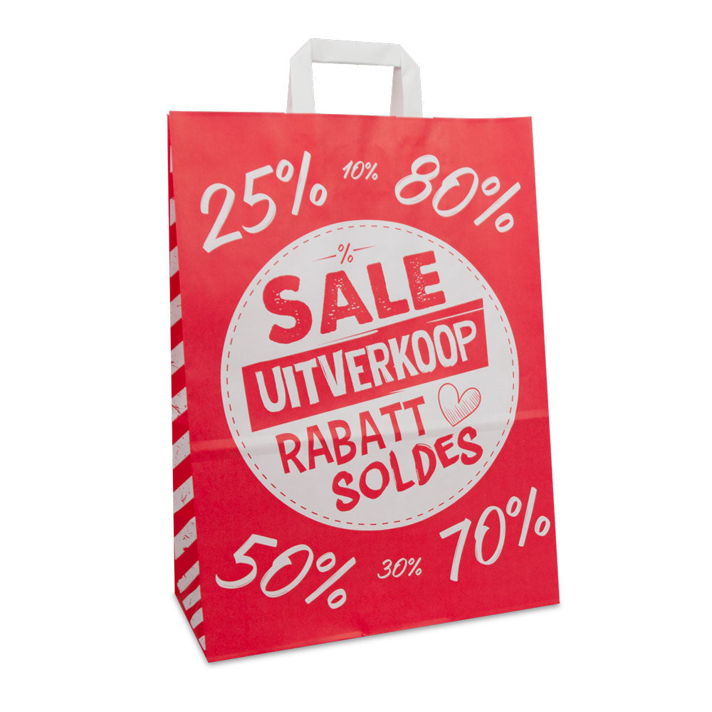 Papieren  FSC® kraft tassen met platte lussen - Sale