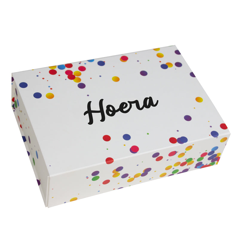 Magneetdozen Confetti - Hoera